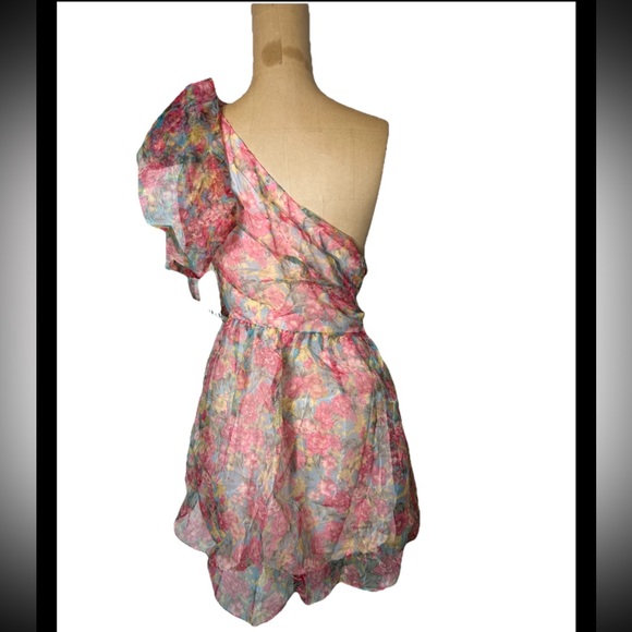 ZARA Asymmetric Floral Organza Bow One Shoulder - Picture 5 of 5